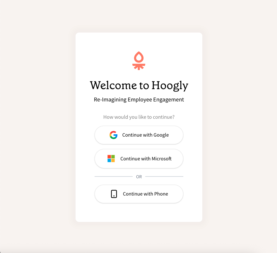 Hoogly Welcome Screen
