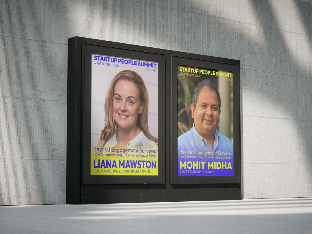 Startup People Summit 2026 promotional posters featuring Liana Mawston and Mohit Midha